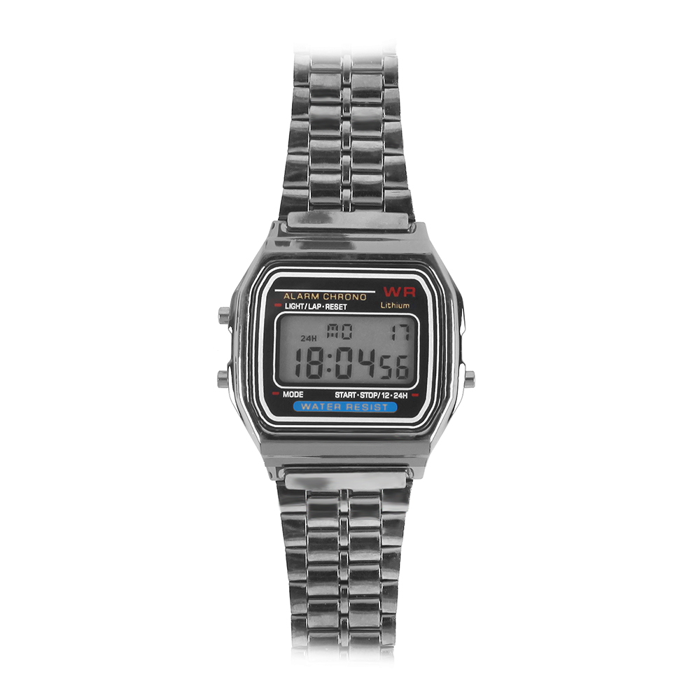 F91w digitale herreure luksuriøst rustfrit stål armbåndsur armbånd forretnings elektronisk herreur reloj hombre: Rose
