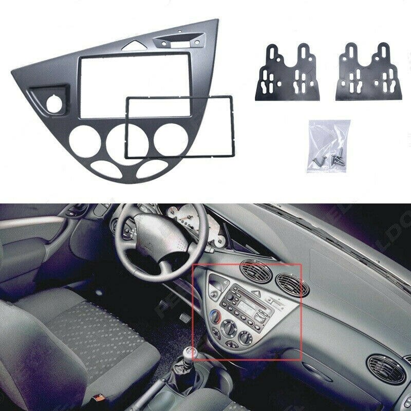 2 Din Auto Stereo Dashboard Frame Dvd Panel Bezel Frame Installatie Trim Kit Fit Voor Ford Focus /Fiesta: Silver