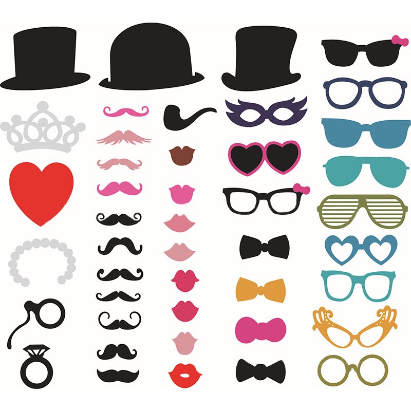 44 Stks Grappige Grote Hoeden Little Snor Photobooth Props Bruiloft Benodigdheden Verjaardag Decoratie Partij Speelgoed