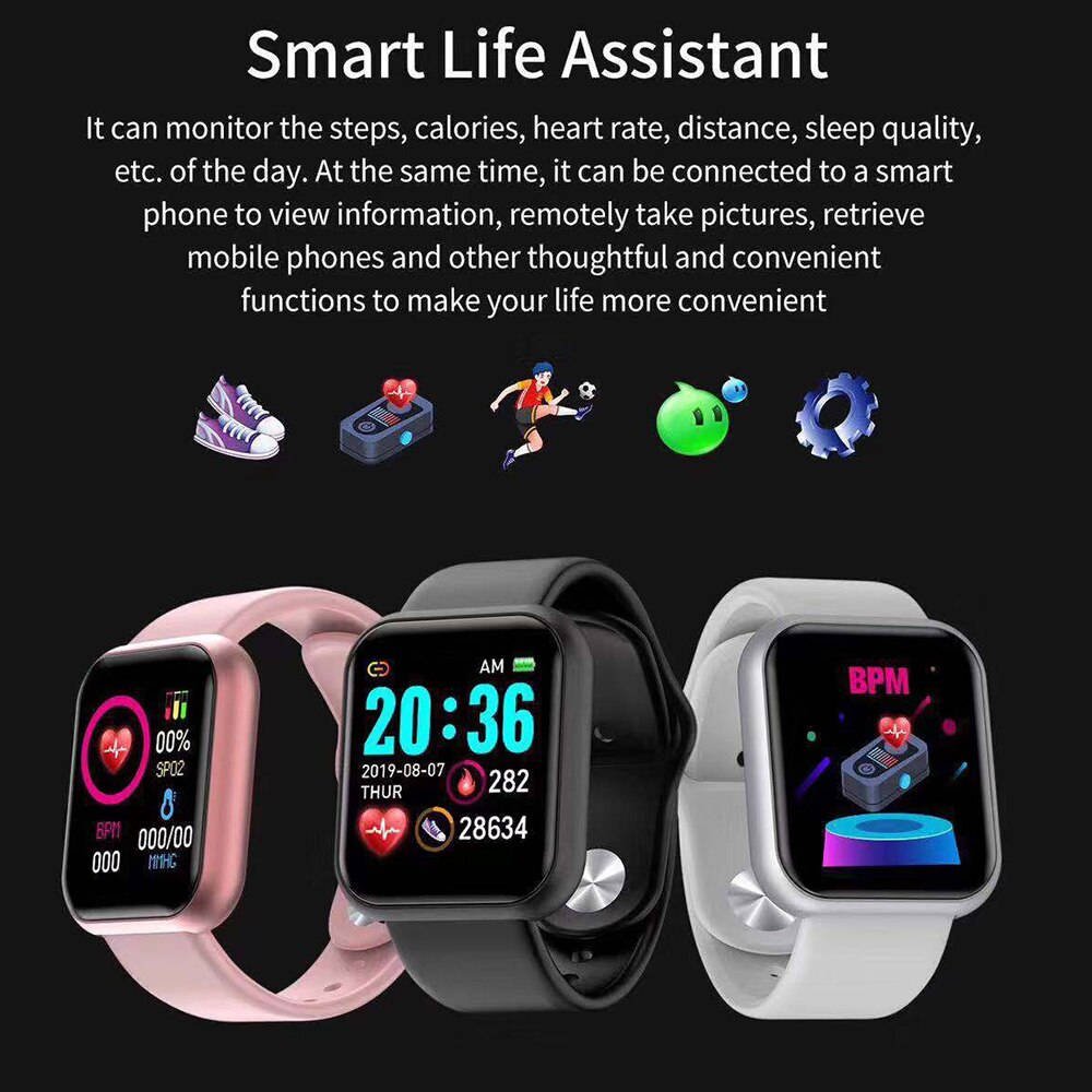 Smart ur kvinder mænd smartwatch til android ios elektronik smart ur fitness tracker silikone rem smart ur timer