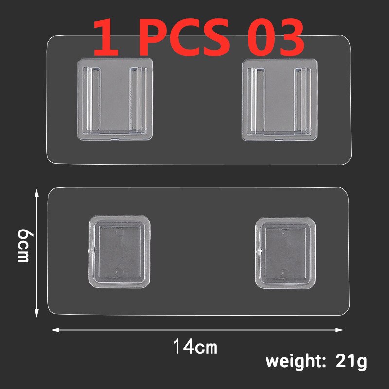 Crochet mural adhésif Double face, 1 paire, sans poinçon, Transparent, crochet autocollant, salle de bains, cuisine polyvalente, rangement de salon: Double Horizontal