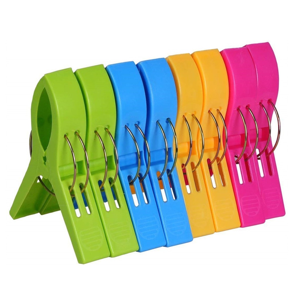 8 stk strand håndklæde clips, store vindtæt plastik tøj hængende pind quilt klemme holder til strand stol clips l *5