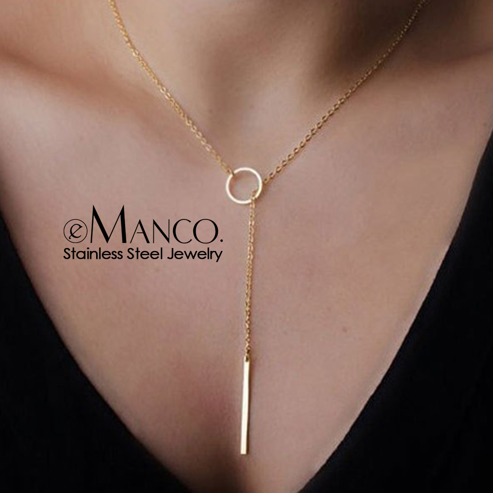 eManco minimalistische ronde staaf hanger ketting dames parel sleutelbeen ketting blad lange ketting mode-sieraden verklaring meisje cadeau