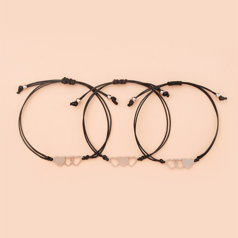 3 Stck Passenden Herz Schwester Karte Armbinde Edelstahl Handgemachte Geflochtene Charme Armbinde Freundschaft Schmuck für Mädchen Wo