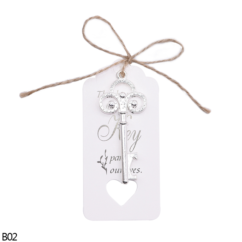 Abrebotellas con forma de llave Retro, abridor de botellas de vino y cerveza portátil de Metal artesanal, llavero, herramienta abierta para boda, accesorios de cocina, 1 ud.: B02