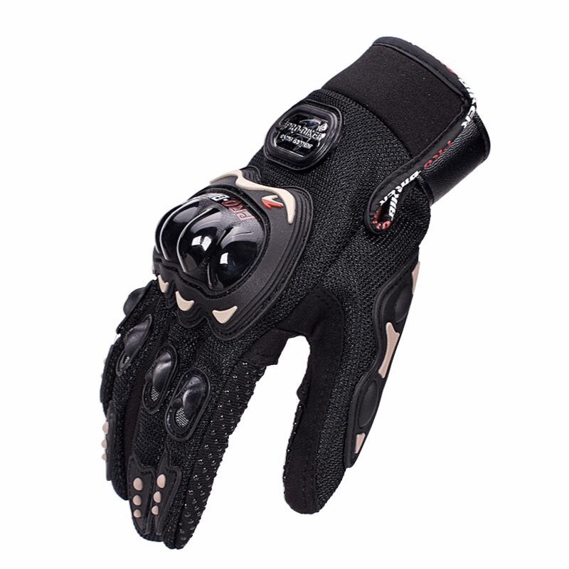 INBIKE, guantes de malla transpirable para motocicleta, pantalla táctil con almohadilla de Palma TPR, nudillo duro, negro, grande: Black / M