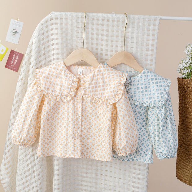 Shirts Single Breasted O-hals Kraag Volledige Mouw Regelmatige Lengte Print Comfortabele Zachte Licht Smart Lente Kinderen Meisjes