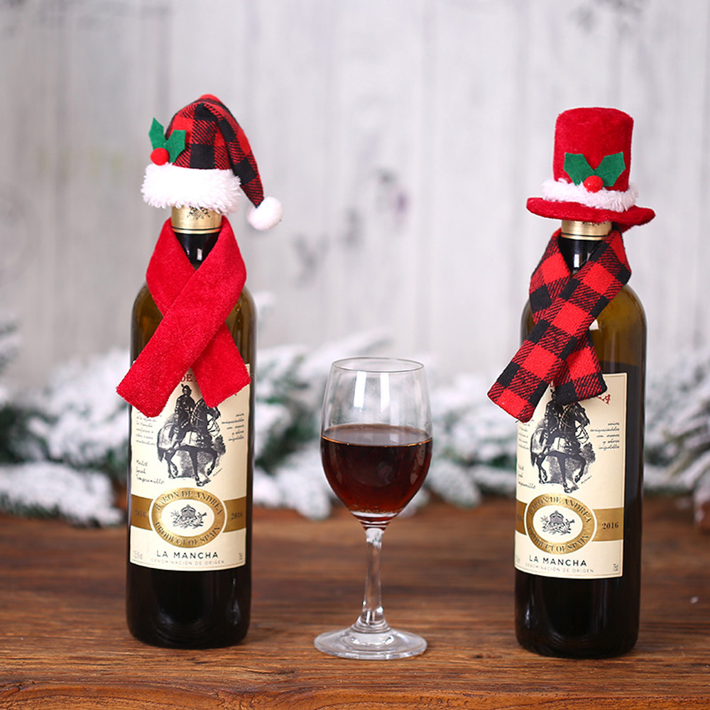 Christmas Wine Bottle Cover US Nordic Winter Xmas Champagne Bottle Clothes Cartoon Home Party Decoration Supplies