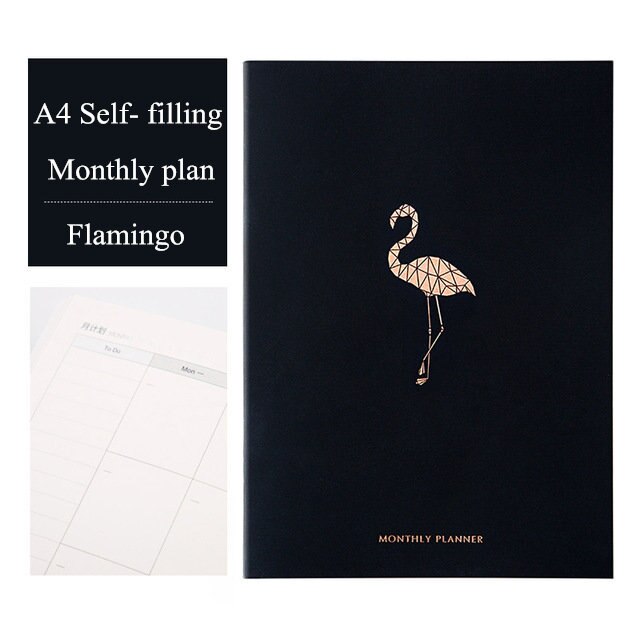 Organizer A4 Planner Notebook Tijdschriften Diy 365 Dagen Plan Note Boek Kawaii Wekelijkse Maandelijkse Schema Notepad Briefpapier: Flamingo