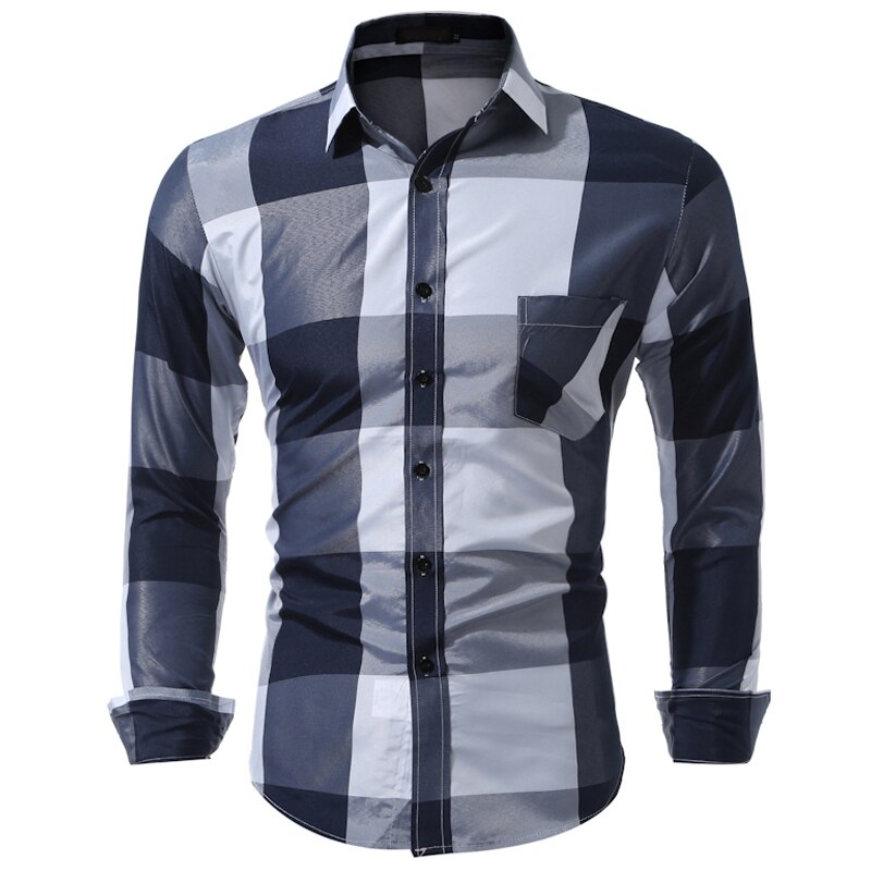 Chemise à carreaux à manches longues pour homme, haut Slim en coton, à la , été