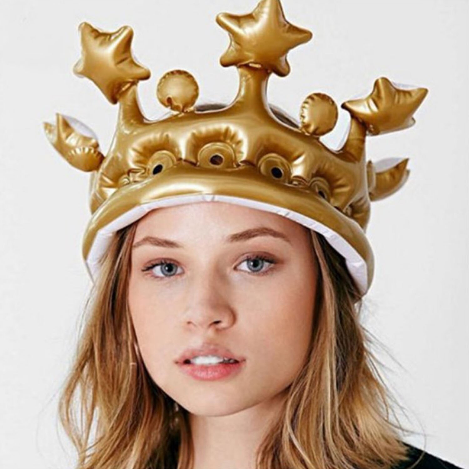 Kids Adults Funny Cute Inflatable Crown Photo Booth Selfie Prop DIY Photography Booth Accessories Toy for Birthday Wedding Party