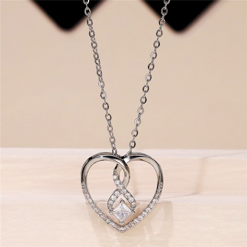 Huitan Vrouwen Liefde Ketting Met Aaa Crystal Zirconia Engagement Bruiloft Accessoires Sieraden: XL422