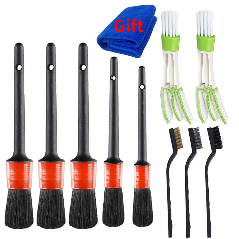 Autofutr 4Pcs Car Wheel Tire Scrub Cleaning Brush Kit – For Drill – Auto Washing Tool