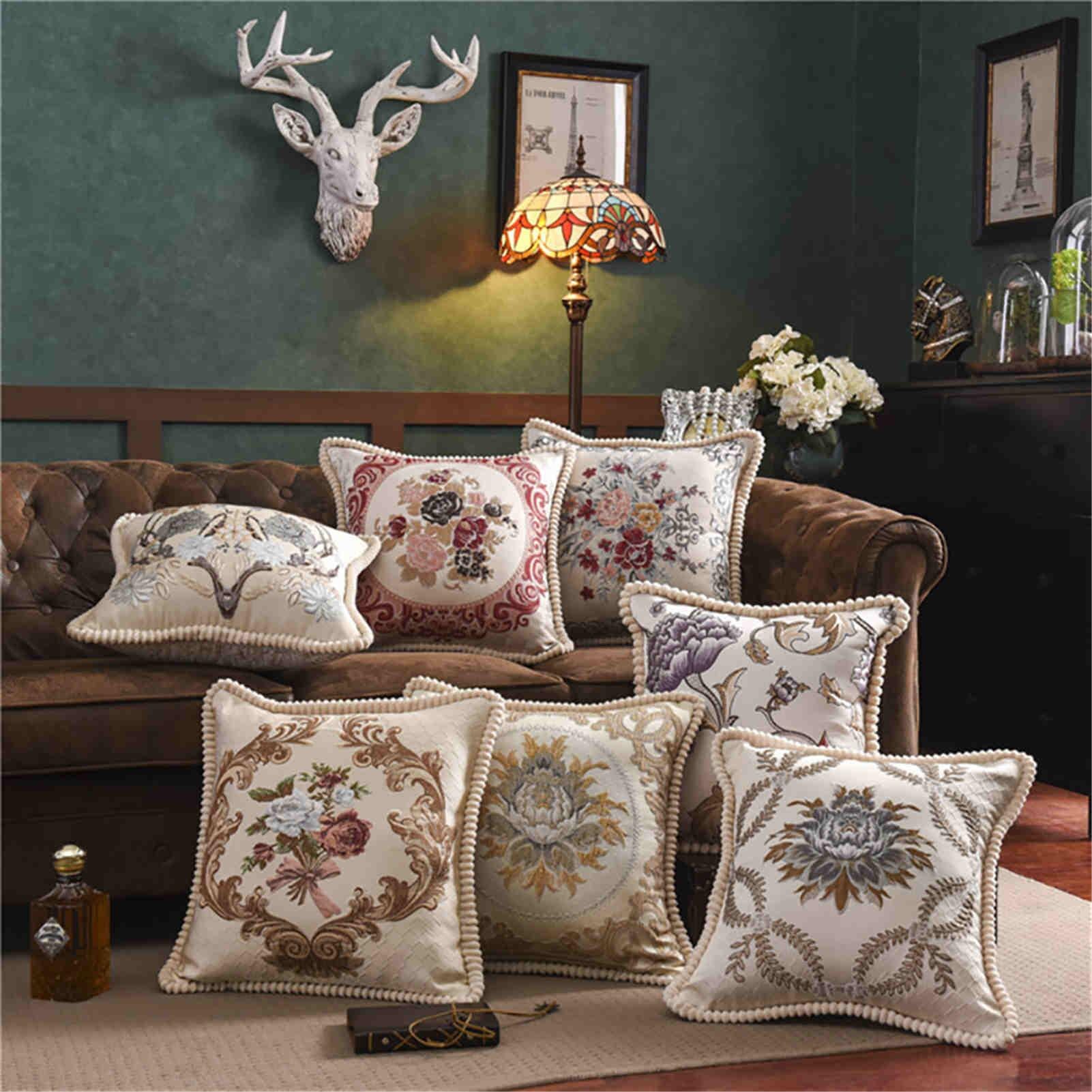 Jeter taie d'oreiller 60*60 dentelle brodé carré taies d'oreiller oreillers décoratifs canapé-lit oreiller housse de coussin jeter taie d'oreiller s