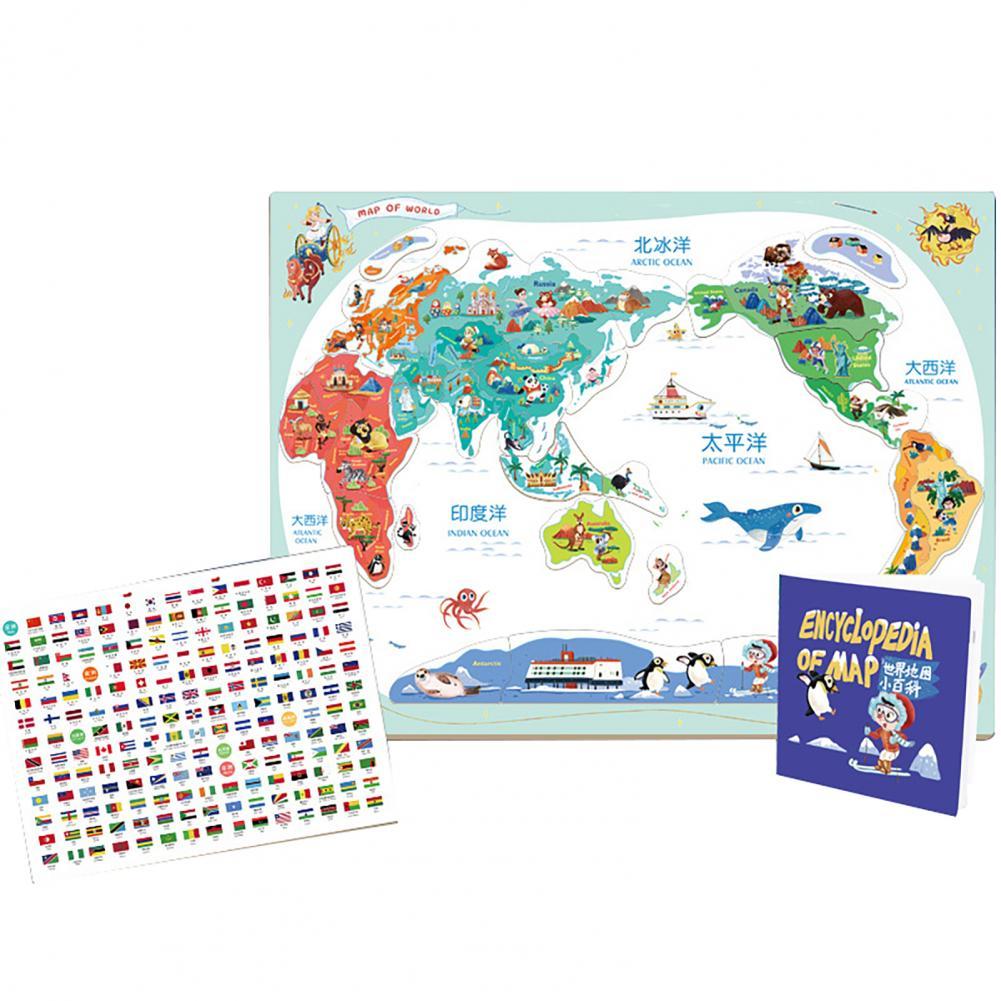 Wereldkaart Puzzel Spel Zelfassemblage Diy Magnetische Kinderen Kids Educatief Speelgoed Voor Kinderen