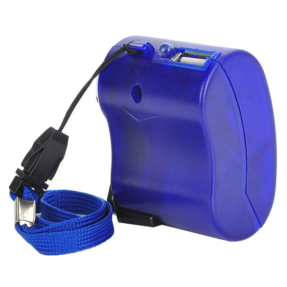 Cargador de teléfono Manual con manivela USB, generador de emergencia portátil para exteriores, senderismo, Camping, salida USB: Azul
