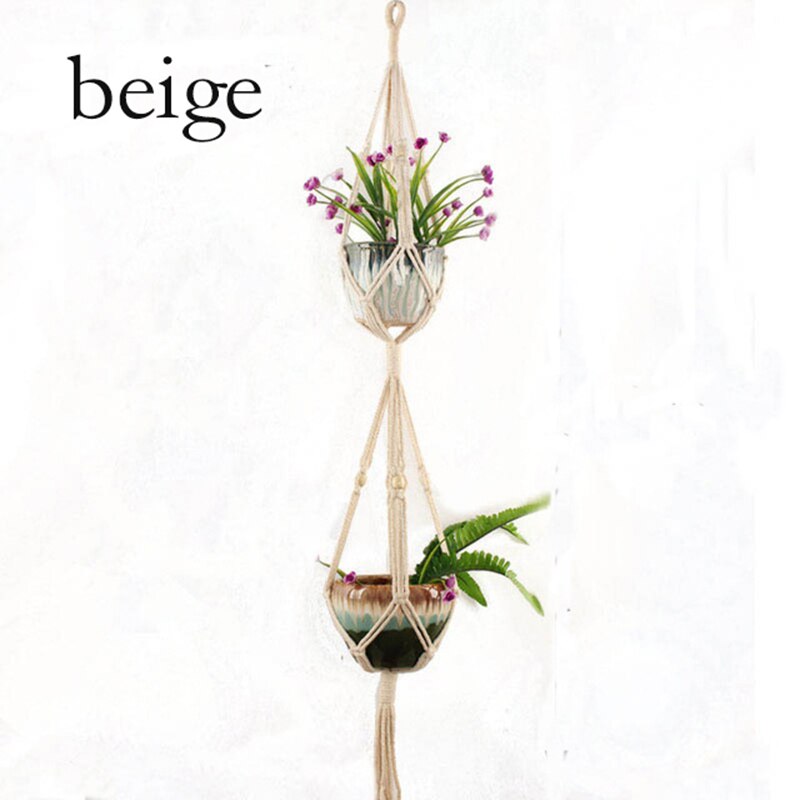 Färgglad dubbellagers växthängare krukhängare kruktråg växthållare makrame växthållare