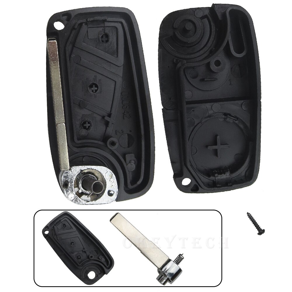 OkeyTech 3 Button Flip Folding Remote Car Key Shell Case For Fiat Punto Ducato Iveco Stilo Panda Doblo Bravo Replacement Fob Pad