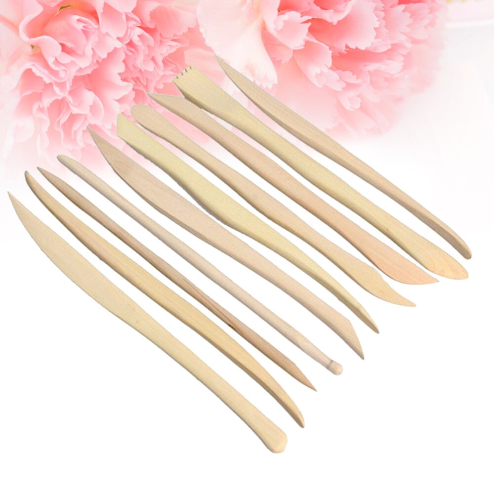 10pcs Clay Modeling and Carving Kit Wooden Clay Sculpture Tools for Pottery Craftwork