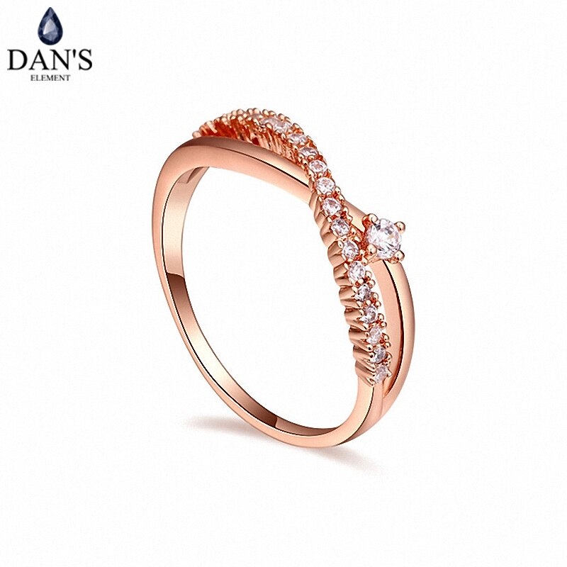 DAN HET Echte Oostenrijkse Kristallen AAA Zirconia Micro Inlays Ring voor vrouwen Geometrische 108711 rose