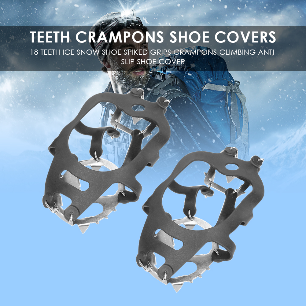 Leats à glace coordonnants pour bottes et chaussures, 18 pointes en acier inoxydable, poignées de traction pour la neige, la randonnée, la pêche sur glace, l'alpinisme