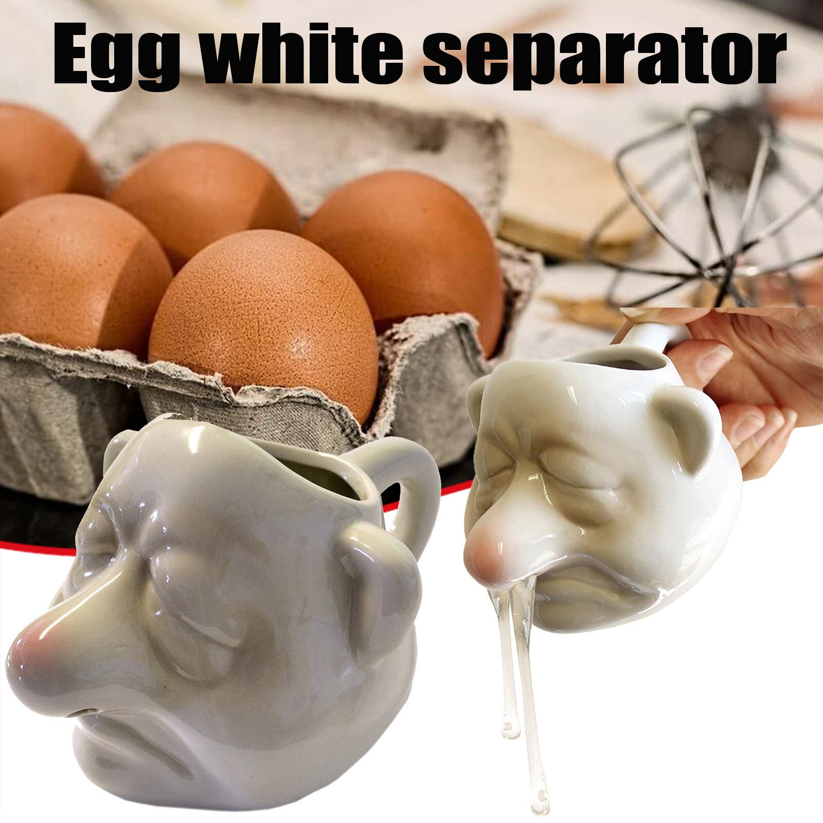 4# Egg Funny Nose Ceramic Yolk White Separator Baking Liquid Separation Kitchen Tool Egg Eggshell Separator Divider Egg Tools: Default Title