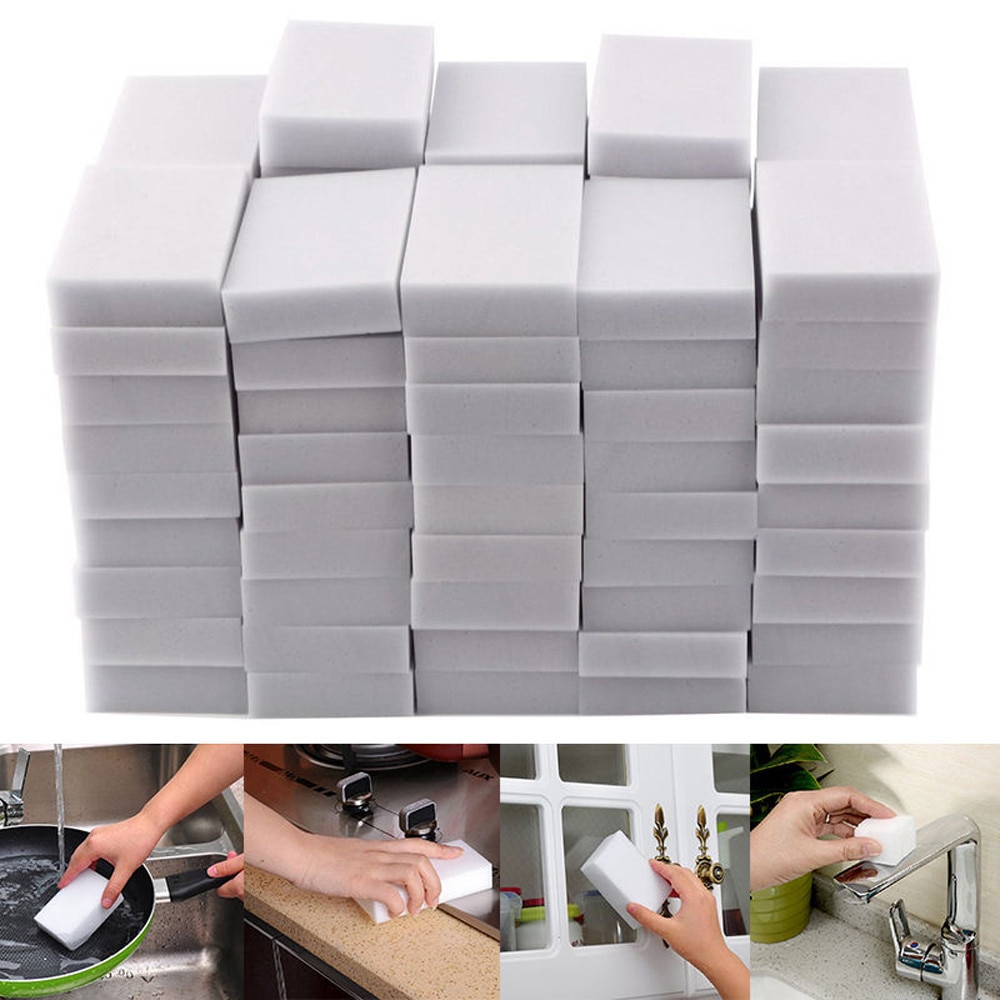 40/45Pcs White Magic Sponge Eraser Cleaning Melamine Foam Cleaner Kitchen Pad Resistant Oil Dirty Washcloth Droshipping