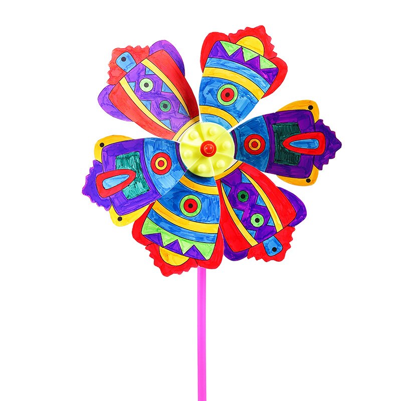 Tegning legetøj til børn farverig diy vindmølle spinner børn pædagogisk legetøj fødselsdag til drenge piger baby: Kinetisk raket