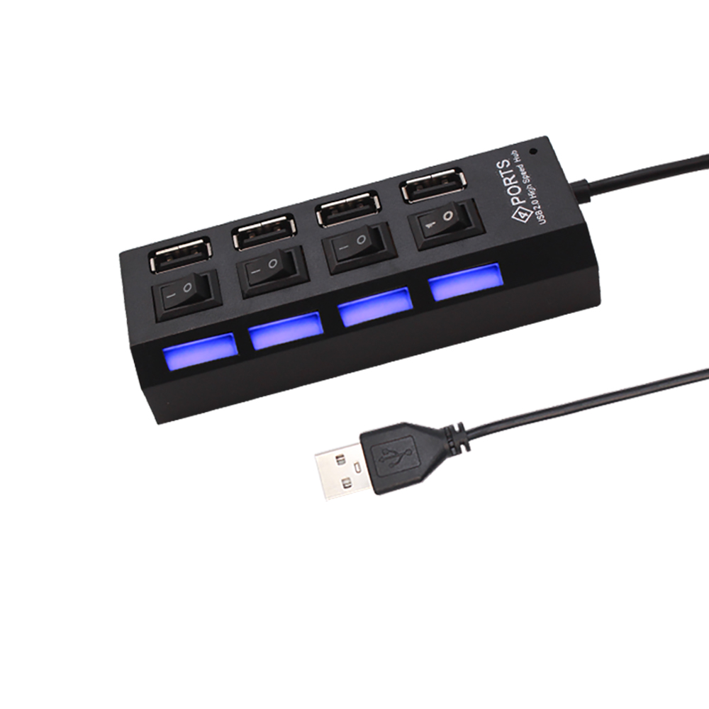 With On/Off Switch HUB 4 Ports USB Hub Computer USB Extension Hub One Drag Four USB 2.0 Splitter PC Laptops Desktop OTG Usb Hub: Default Title