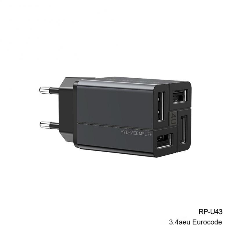 Ładowarka USB szybkie ładowanie 3.4A/5V ue/UK szybka ładowarka ładowarka do Samsung IPhone 11 4 porty ładowarka do telefonu komórkowego: EU black