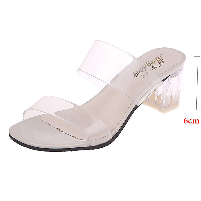 Klare hæle hjemmesko kvinder sandaler sommersko kvinde gennemsigtige sko høje hæle pumps bryllup gelé sandel til kvinder