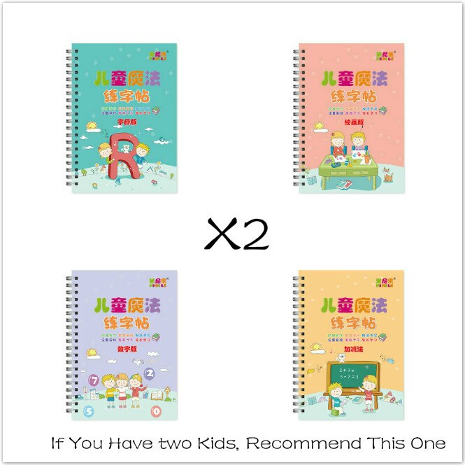 4 böcker barn kalligrafi copybook skriva engelska bokstäver barn lär sig räkne skola måla övning konst copybook: 8 st copybook