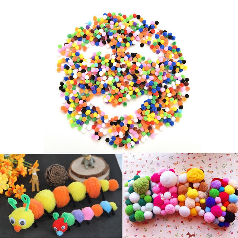 1000Pcs/lot 10mm Mixed Color Soft Fluffy Pom Pom For Kids Crafts Round Shaped Pompom