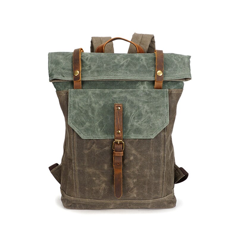 Sac à dos Vintage en toile cirée à l&#39;huile, sac d&#39;école pour adolescent, sacs de jour de voyage imperméables pour ordinateur portable 14 pouces, sac à dos hommes/femmes