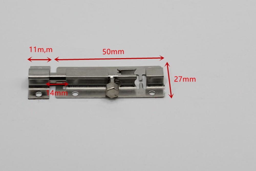 1Pc 1.5/2/3/4/6 Inch Long Silver Stainless Steel Door Latch Sliding Lock Barrel Bolt Latch Hasp Staple Gate Safety Lock: 2inch