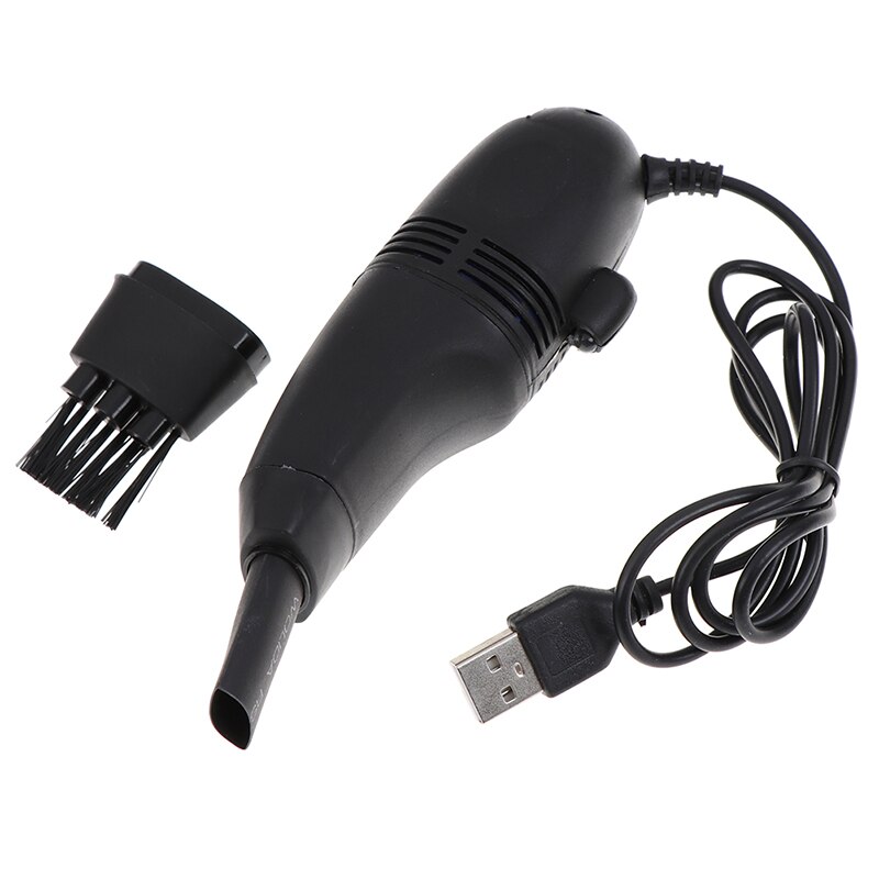 Useful Mini Computer Vacuum USB Keyboard Brush Cleaner Laptop Brush Dust Cleaning Kit Household Cleaning Tool: Black
