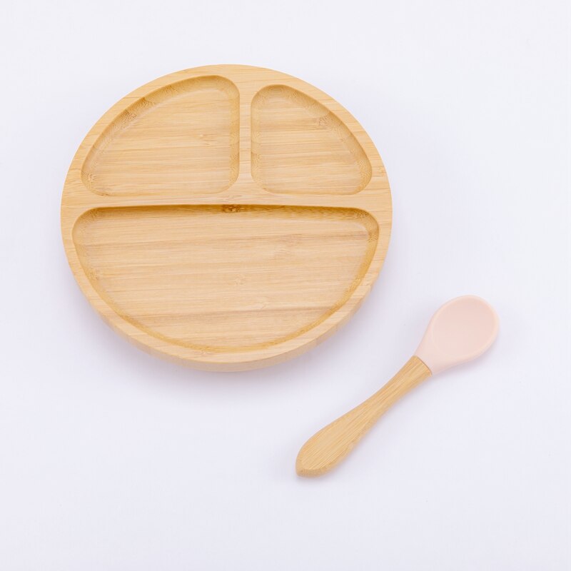 Børneskål sæt baby fodertallerken børn skål & ske sæt sugekop fade bordservice børn baby tallerken baby produkt: Beige tallerken