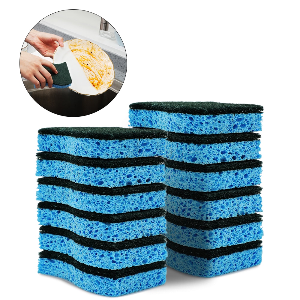 Heavy Duty Scrub Sponge Multi-Use Non-Scratch Anti-Grease Cellulose Reusable for Kitchen Household Dish Pan Pot Bathroom