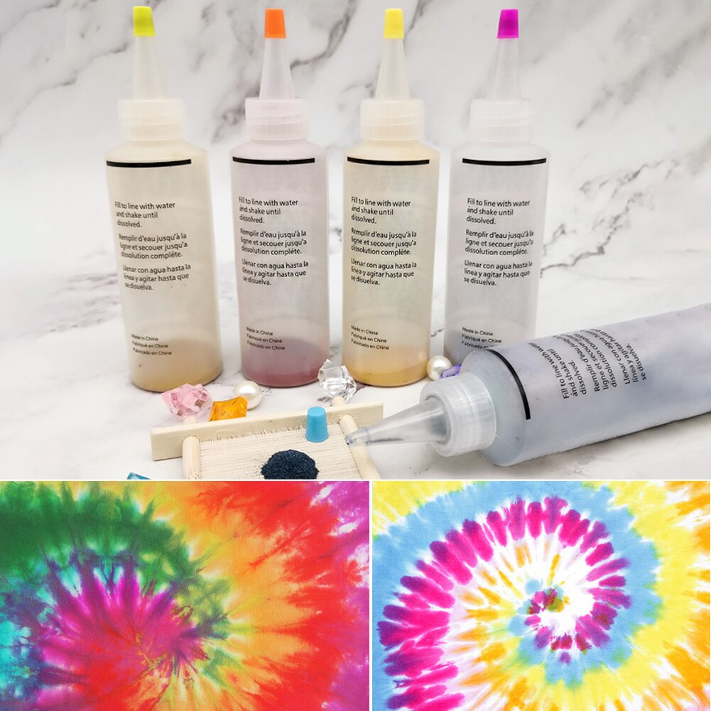 5 Colors Permanent Paint DIY Clothes One Step Tie Dye Kit Fabric Textile Non Toxic Family Fun Disposable Gloves Home Vibrant