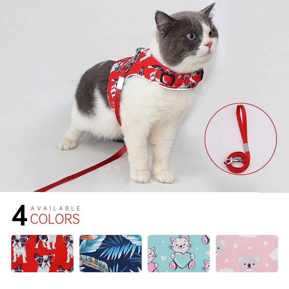 Polyester huisdier kat reflecterende mesh riem draagbare buiten huisdier kat hond wandelriem katten harnas uitschuifbare hondenriem touw