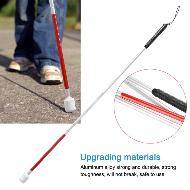 13mm diametre sammenfoldelig reflekterende anti-slip stok krykke bærbar anti-chok guide spadserstok til blinde mennesker