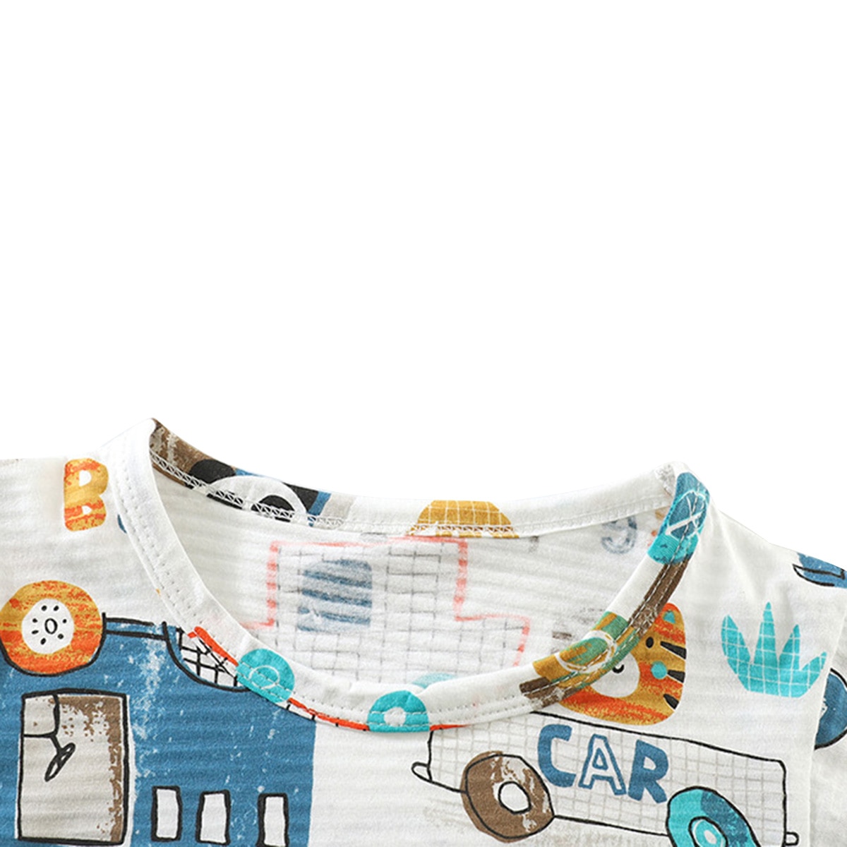 Haut d'été en coton à manches courtes pour petits enfants, motif dessin animé mignon de voiture ou de dinosaure, haut ample à col rond, vêtements sauvages