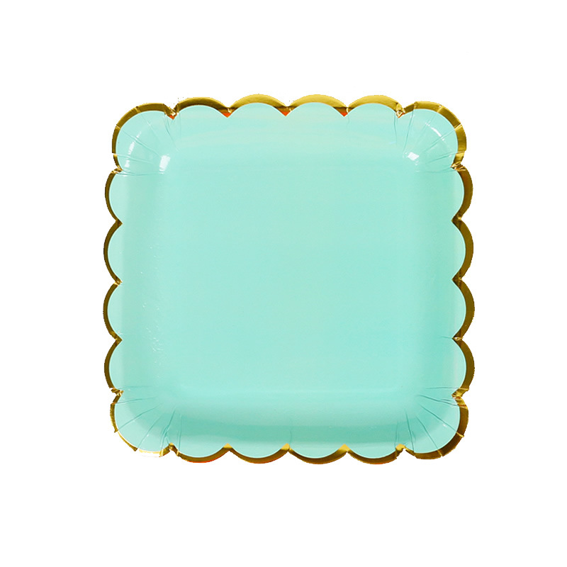 7-Inch Wegwerp Plaat Picknick Plaat Cake Gerechten Kinderen Verjaardagsfeestje Papieren Pallet Dessert Bar Decoratie Servies: Green Square