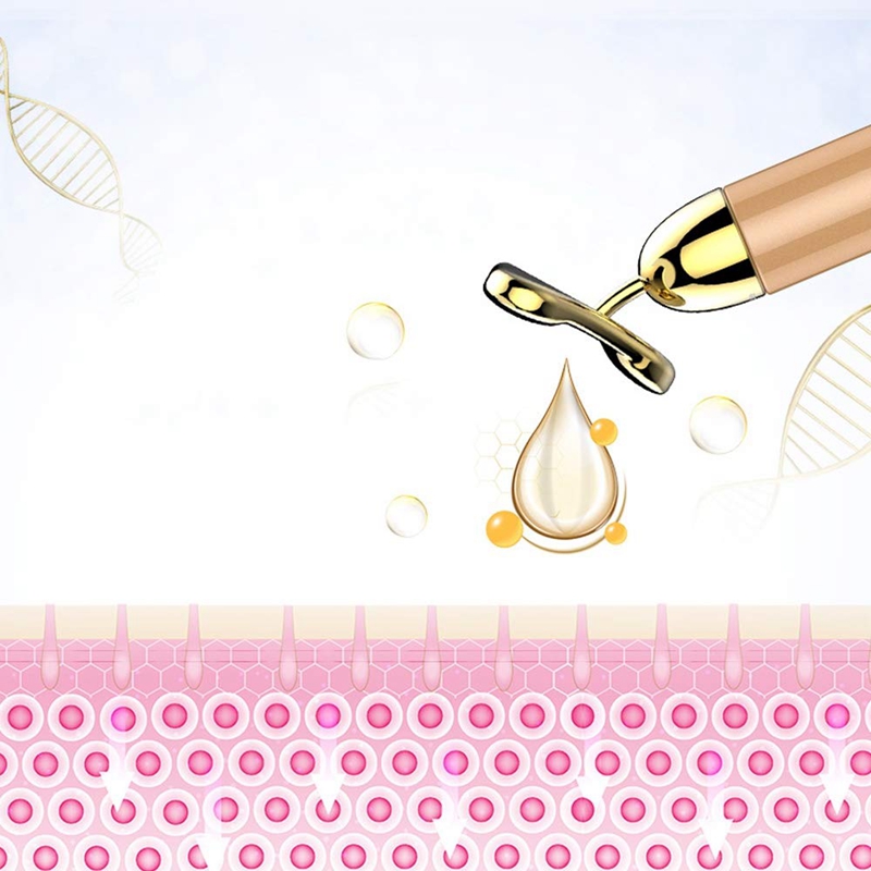 Electric Facial Massage Tool, 24K Gold Pulse Facial Massager, Lifting and Firming Face-Lifting Electric V-Face Massage Stick for