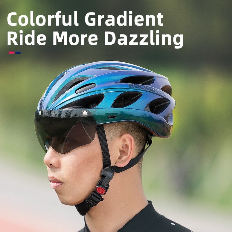 Rockbros Fiets Helm Eps Integraal Gegoten Ademend Fietshelm Mannen Vrouwen Goggles Lens Mtb Racefiets Helm Accessoires