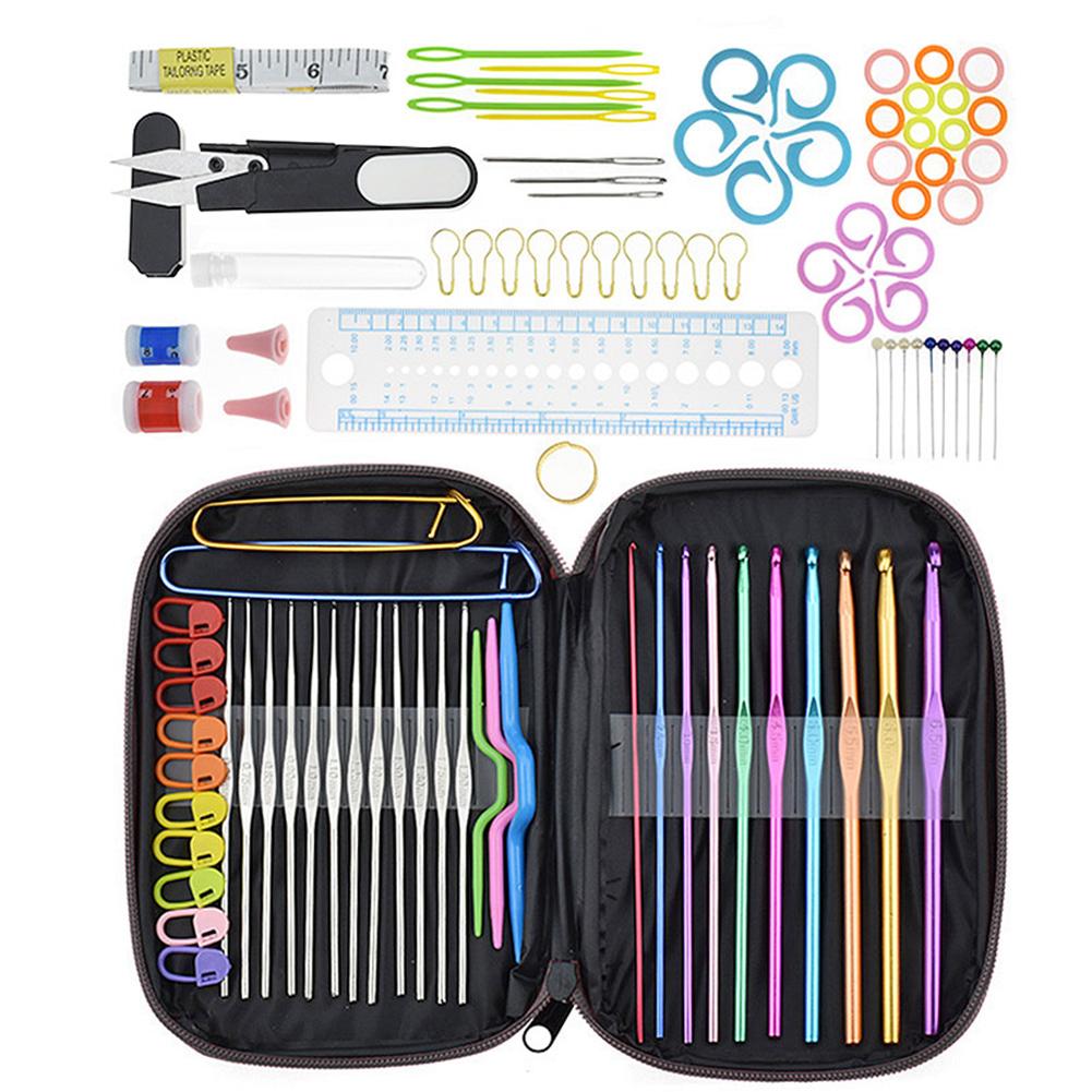 100pcs Crochet Hook Set With Yarn Knitting Needles Sewing Tools Set Stitch Holder Hook Weaving Tools Sewing Tools
