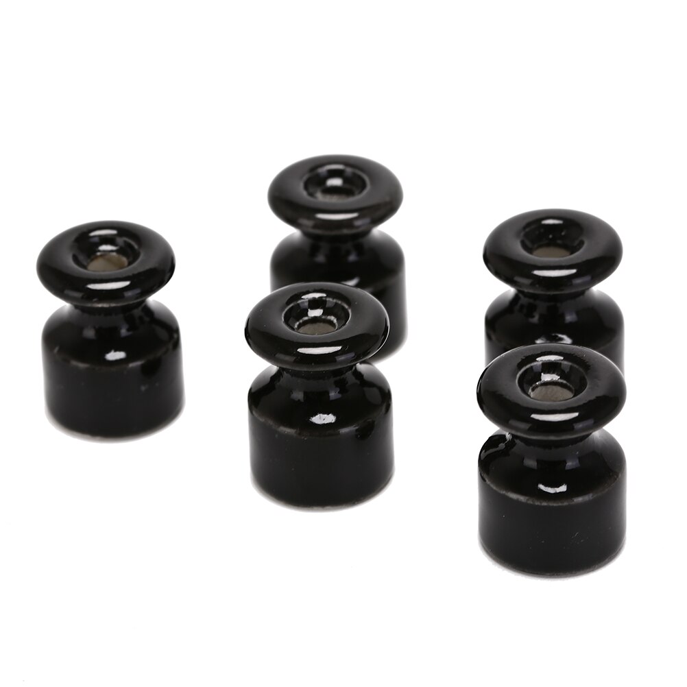 Isolant électrique en porcelaine, pour câblage mural, isolant en céramique haute fréquence, 5 couleurs, 5 pièces/lot: Black