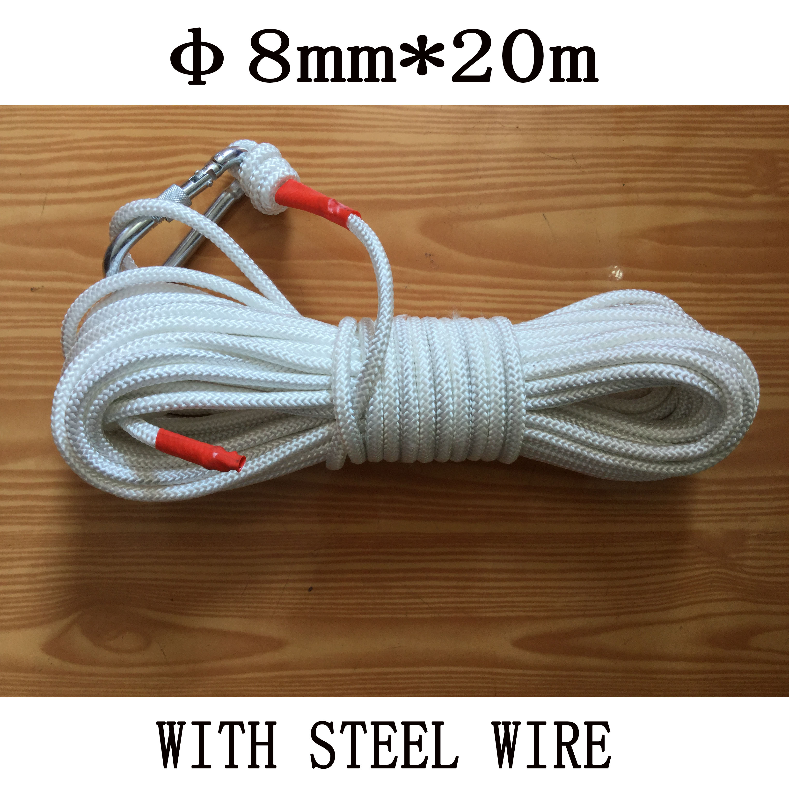 Corde métallique pour escalade 20M diamètre 8mm | Corde de Camping de sécurité et de haute résistance pour escalade et randonnée, échappement pour la lutte contre le feu