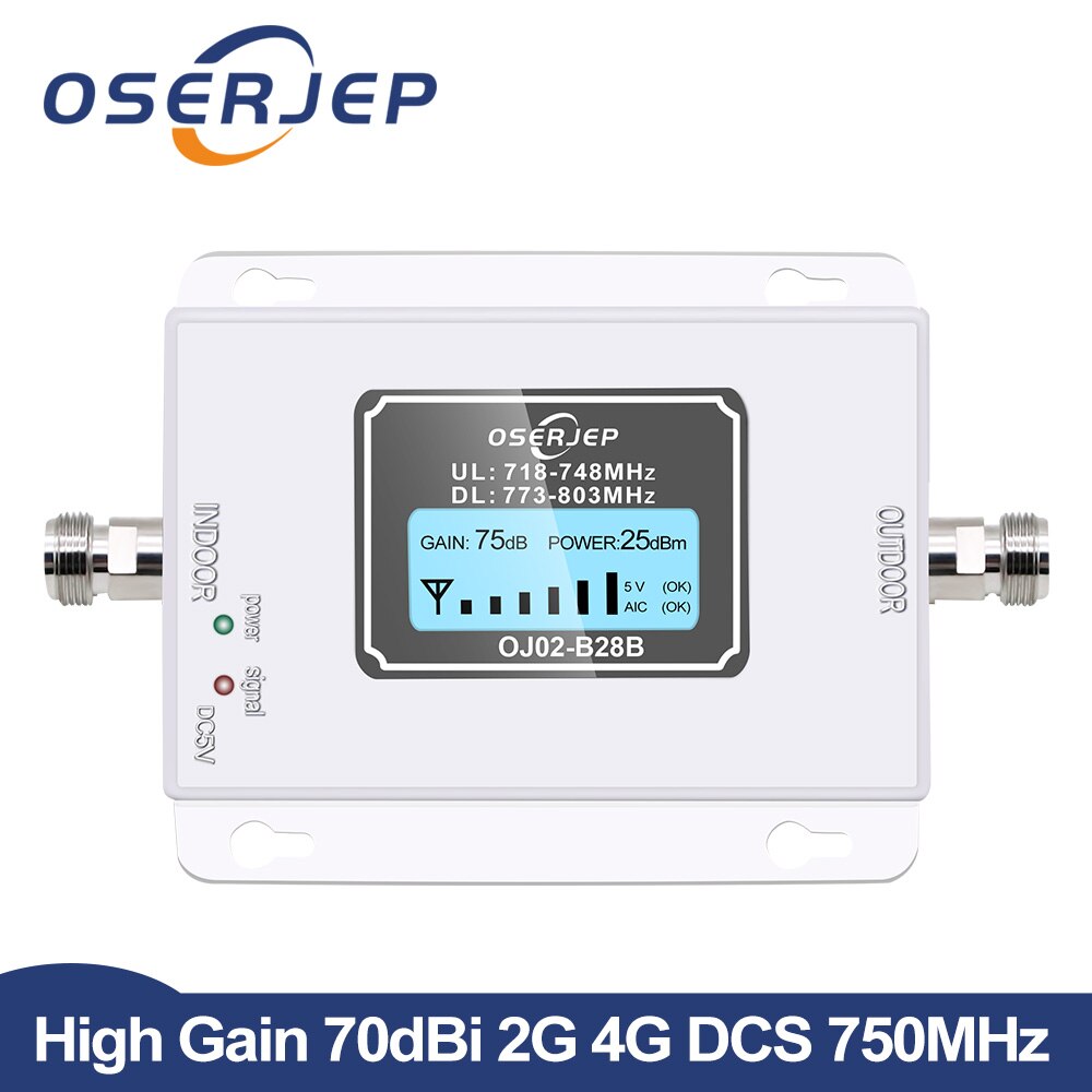 70dB LCD LTE 700MHz B28B 4G Signal Booster Mobile Phone Repeater for Brazil