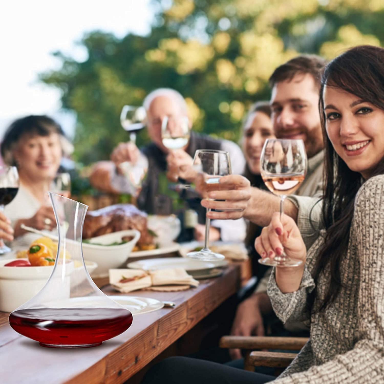 Wine Decanter 1500ml with Wine Glasses Set 4 Hand Blown Crystal Glass, Wine Carafe, Wine Aerator, Wine , Crystal Decanter